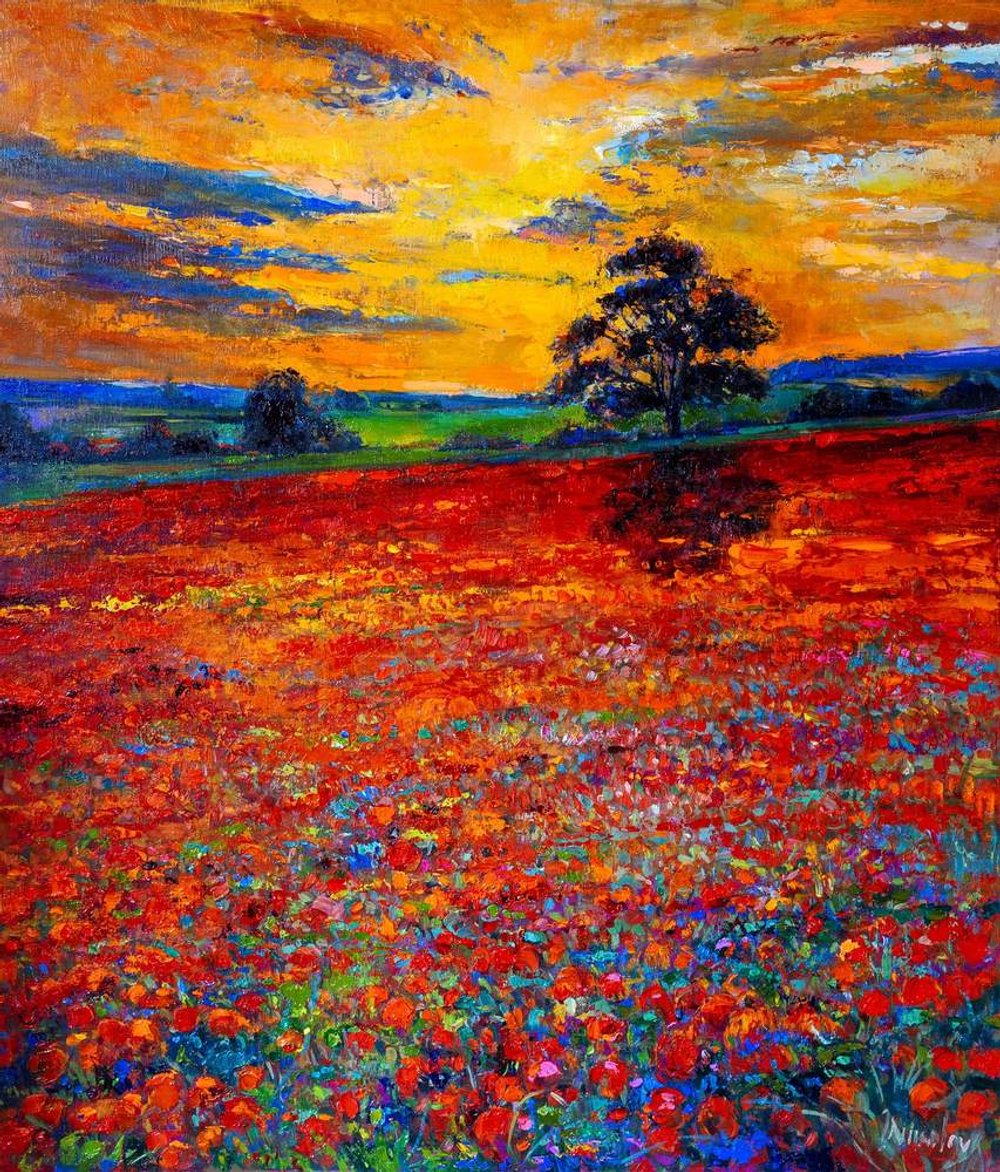 Poppies and the Lone Tree