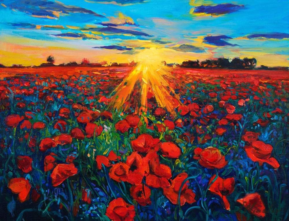 Poppies in the Sunbeams — original oil painting by Ivailo Nikolov