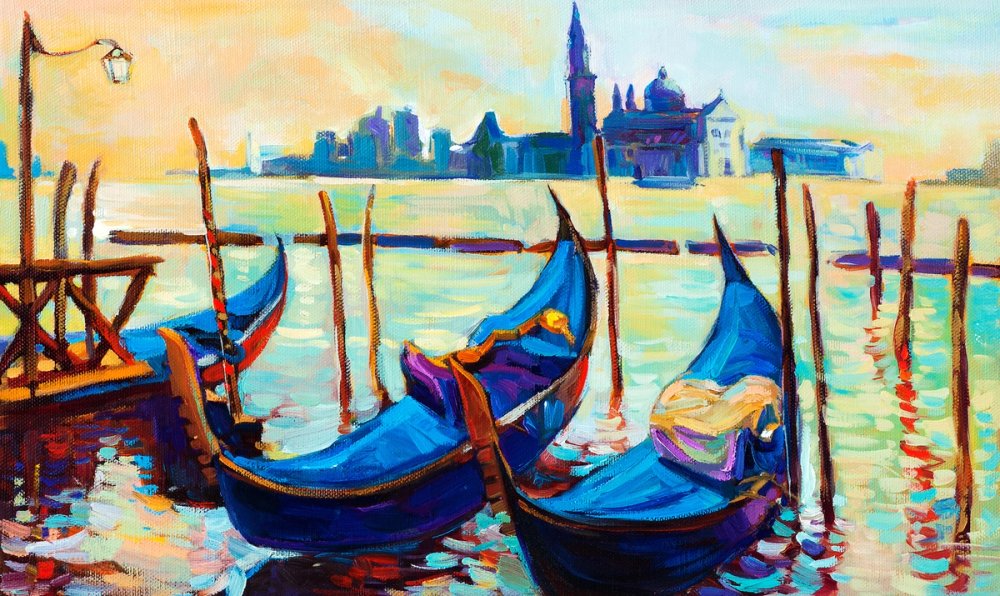 Gondolas in Pale Gold Light