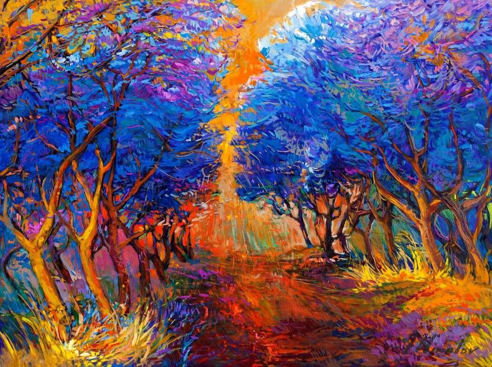 Blue Forest Path — original oil painting by Ivailo Nikolov