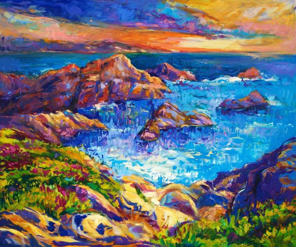 Cliffs with Flowers — original oil painting by Ivailo Nikolov