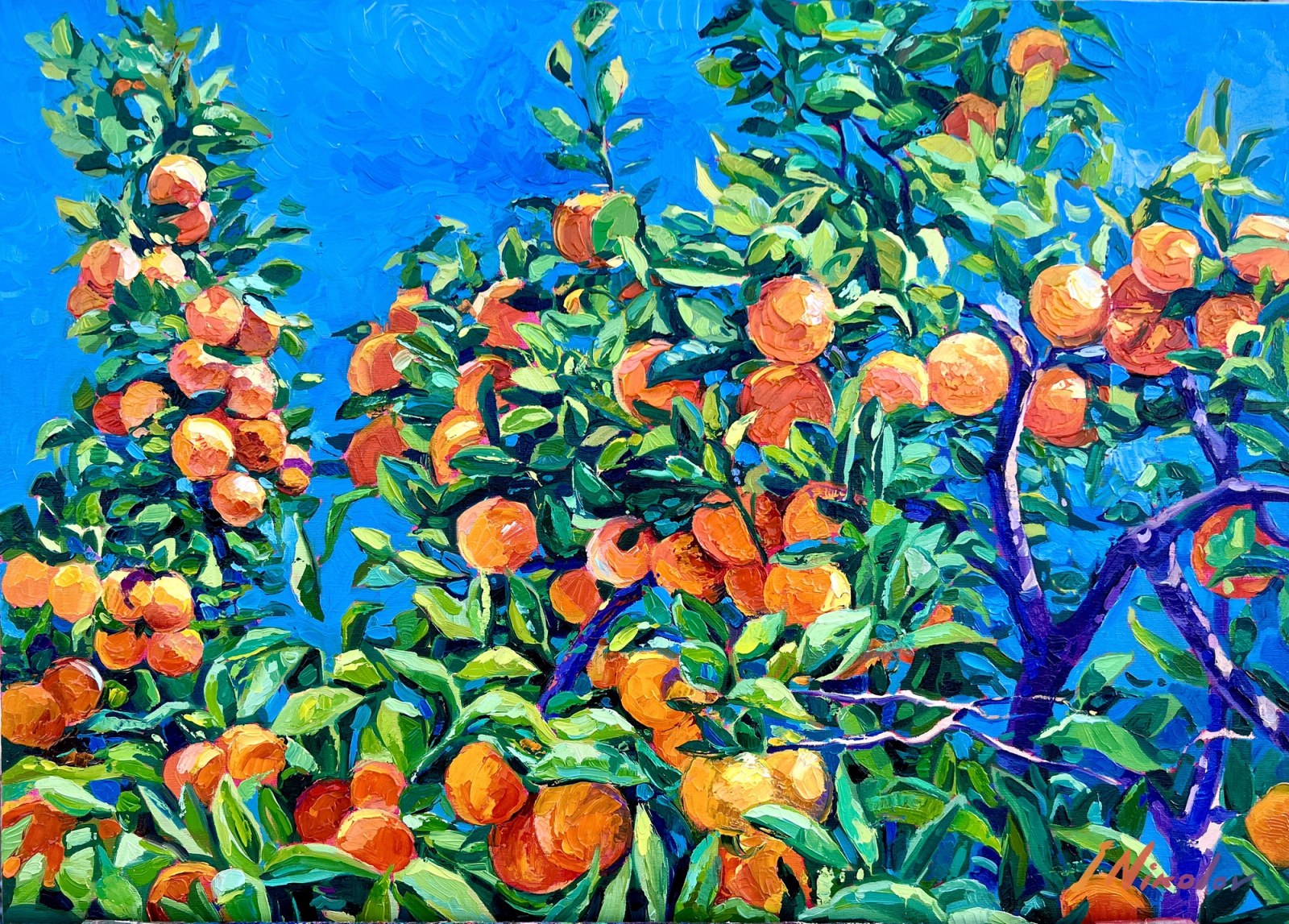 Mediterranean Orange Grove — original oil painting by Ivailo Nikolov