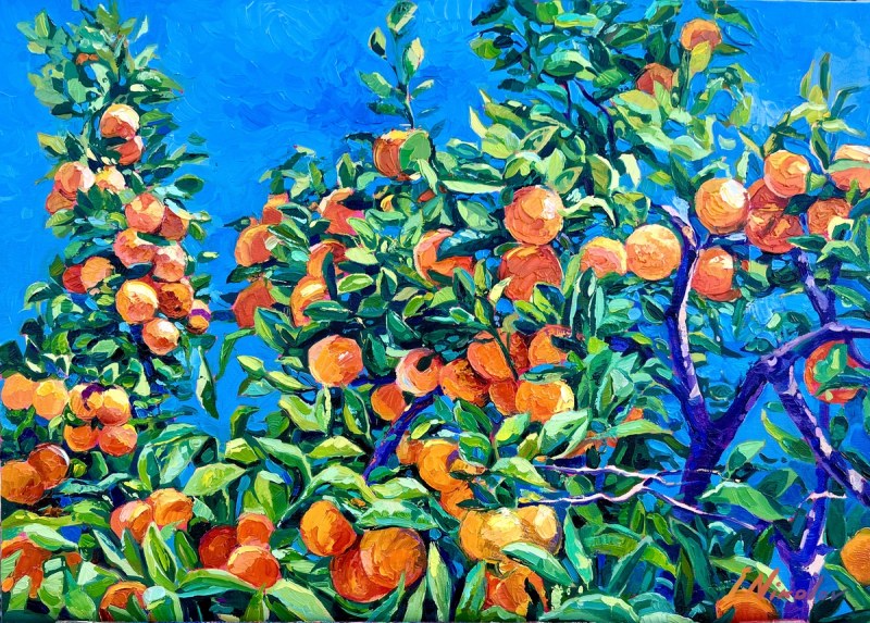 Mediterranean Orange Grove — original oil painting by Ivailo Nikolov