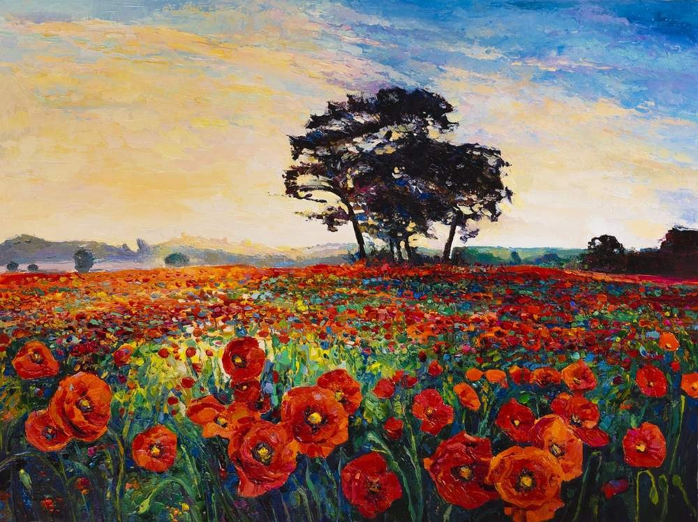 Poppy Field at Dusk — original oil painting by Ivailo Nikolov