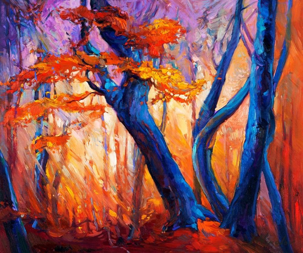 Autumn Forest in Blue