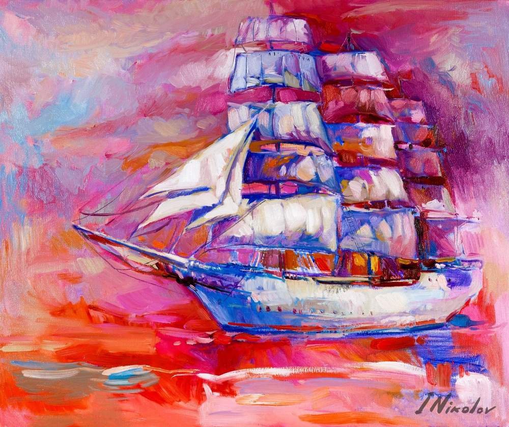 Tall Ship in Pink