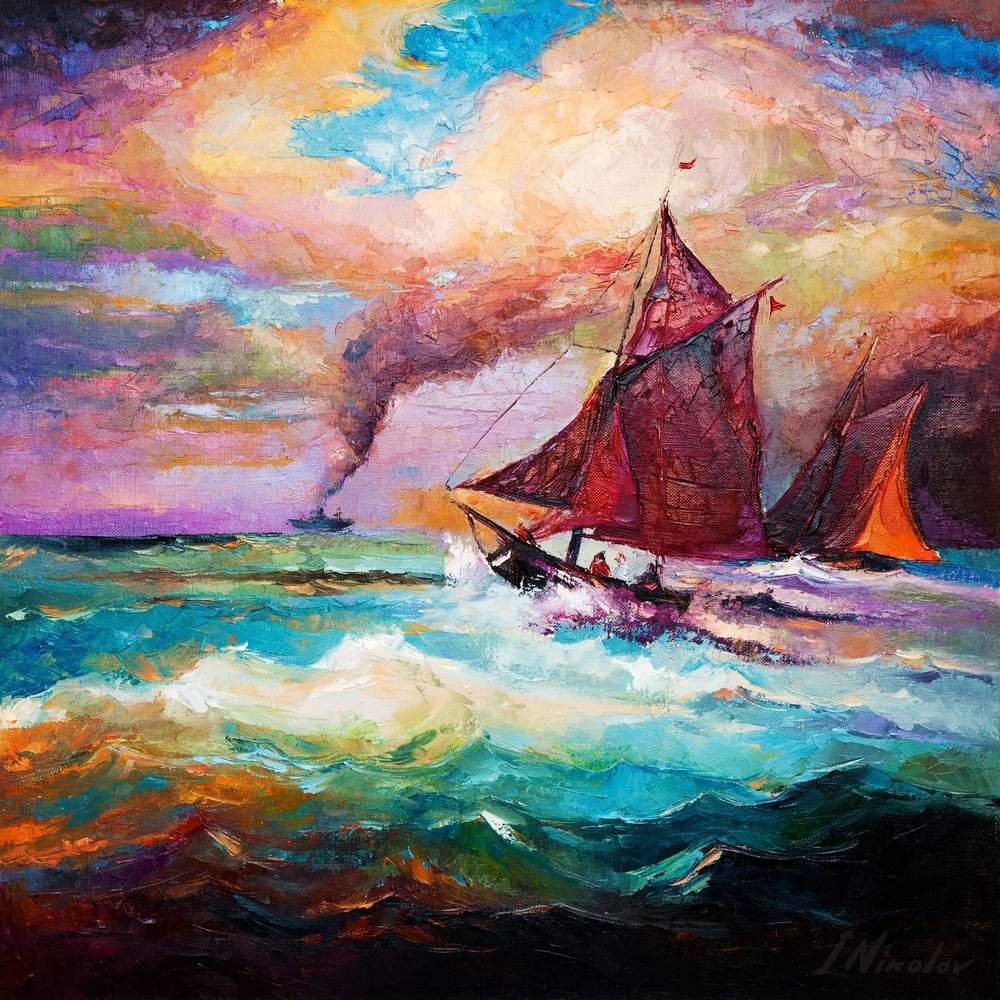 Schooner in Stormy Seas