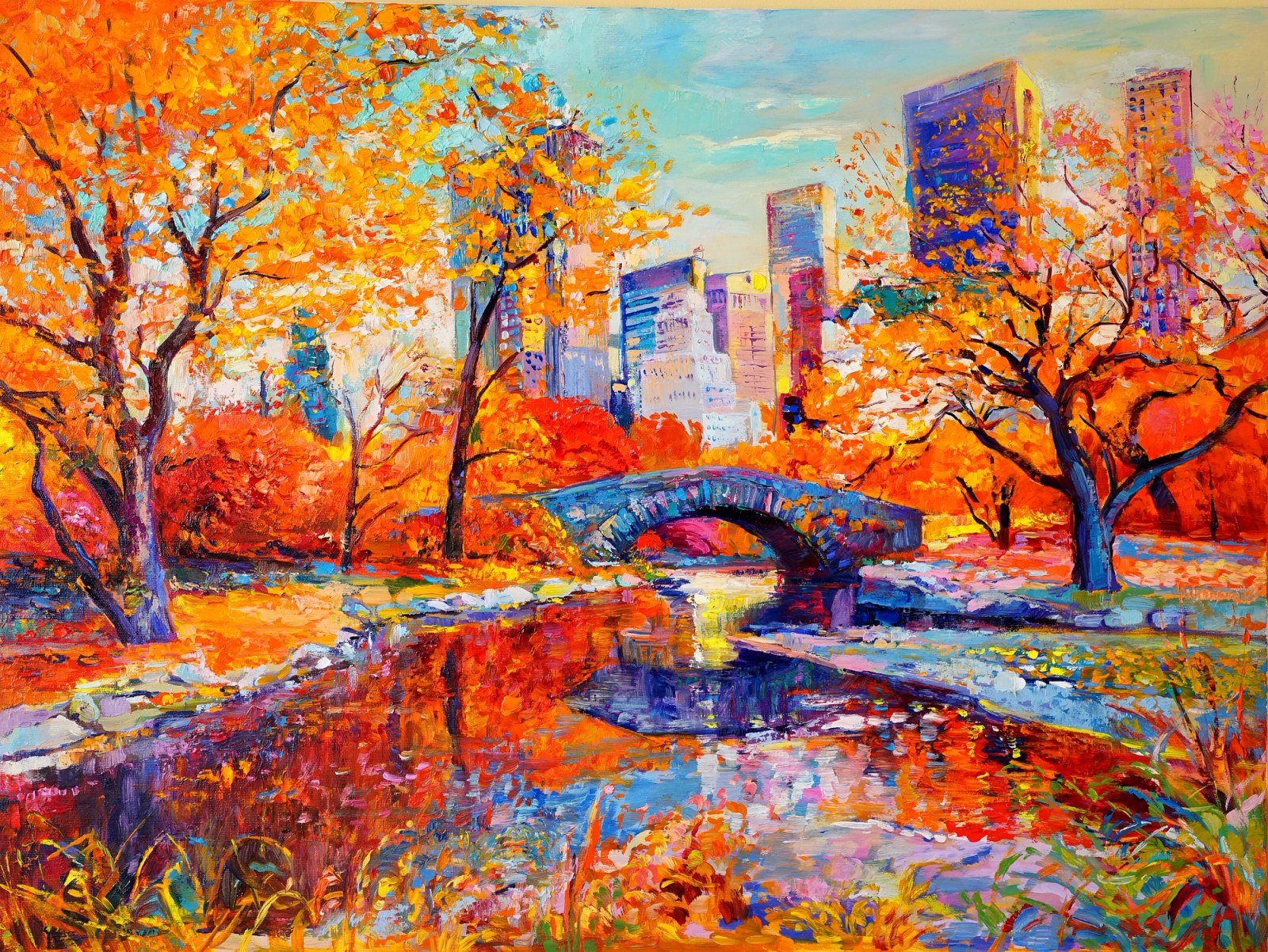 Autumn in Central Park — original oil painting by Ivailo Nikolov