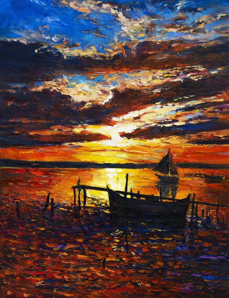 Sailboat at Sunset Dock