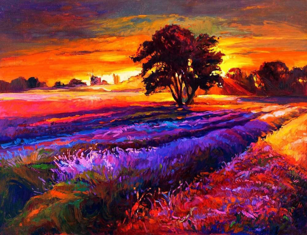 Lone Tree in the Field at Sunset