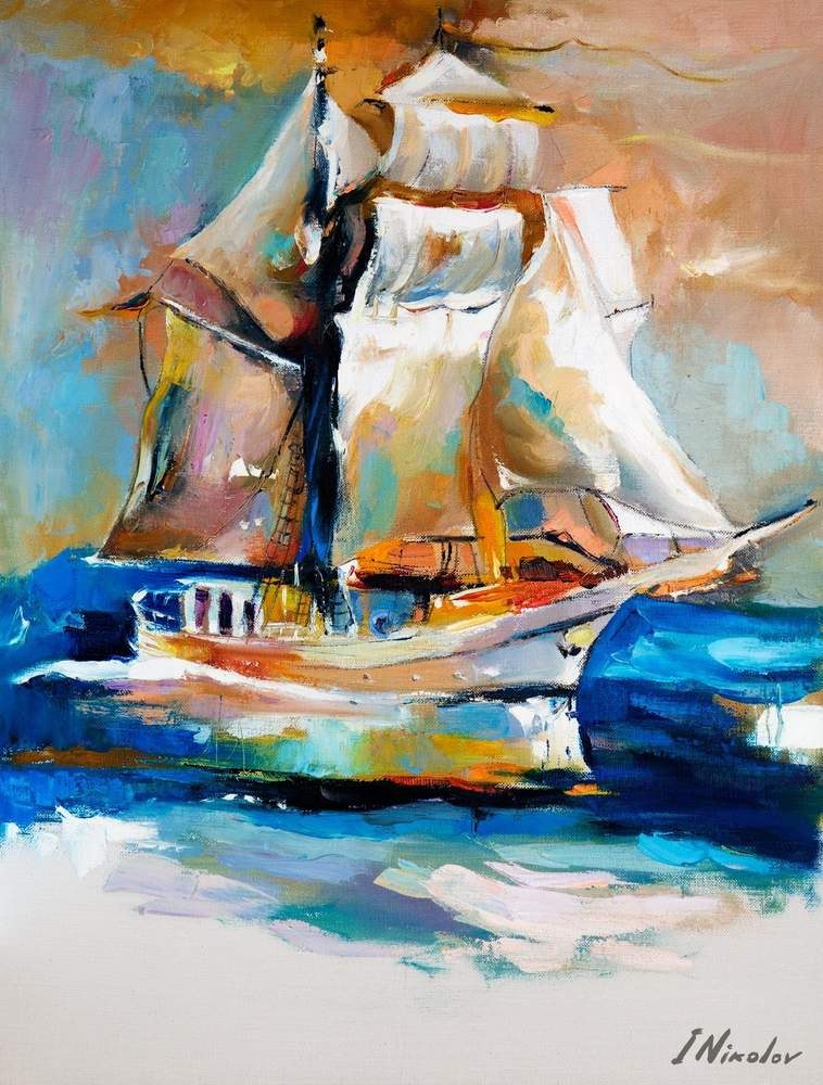 Abstract Schooner — original oil painting by Ivailo Nikolov