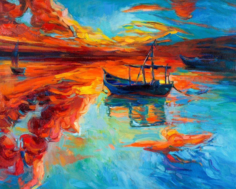 Boat in an Orange Sunset