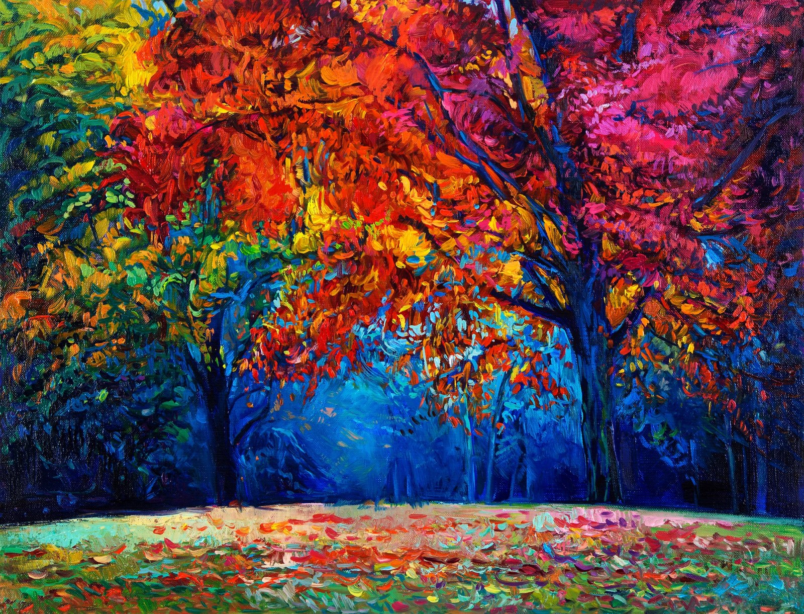 Under the Autumn Canopy — original oil painting by Ivailo Nikolov