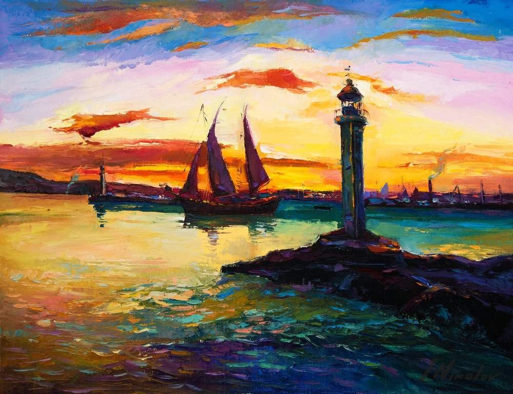 Lighthouse and Sailboat