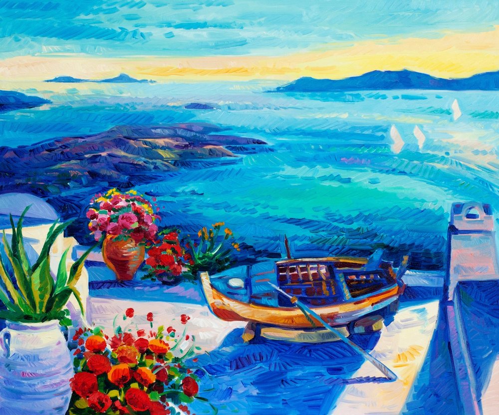 Boat on a Terrace Above the Sea