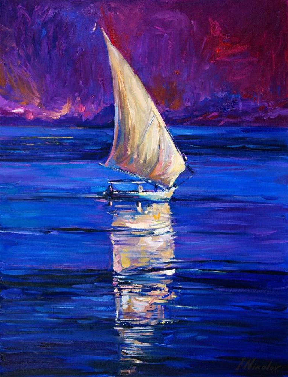 Sailboat in a Purple Sunset