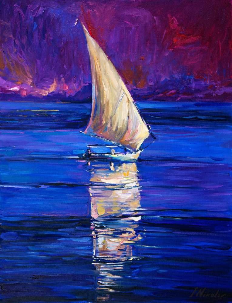 Sailboat in a Purple Sunset