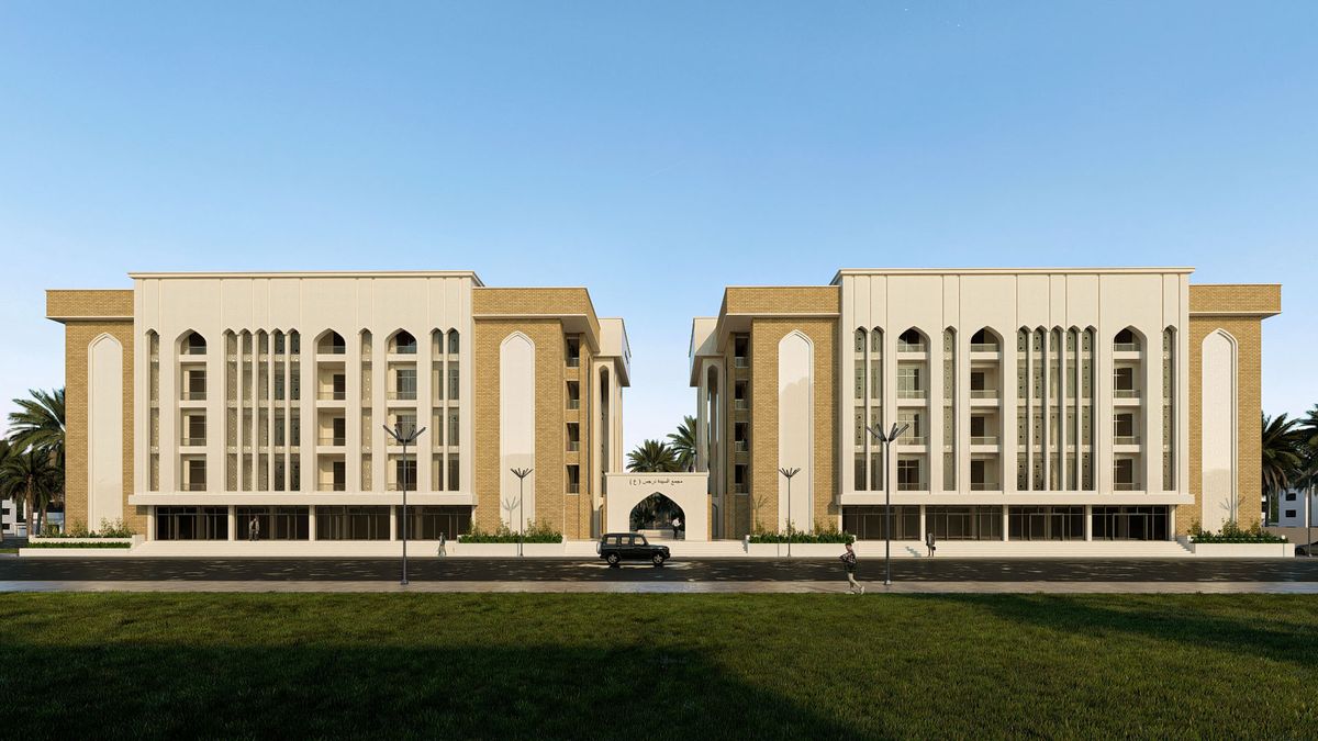 العمارتان من الحديقة الأمامية نهاراً
