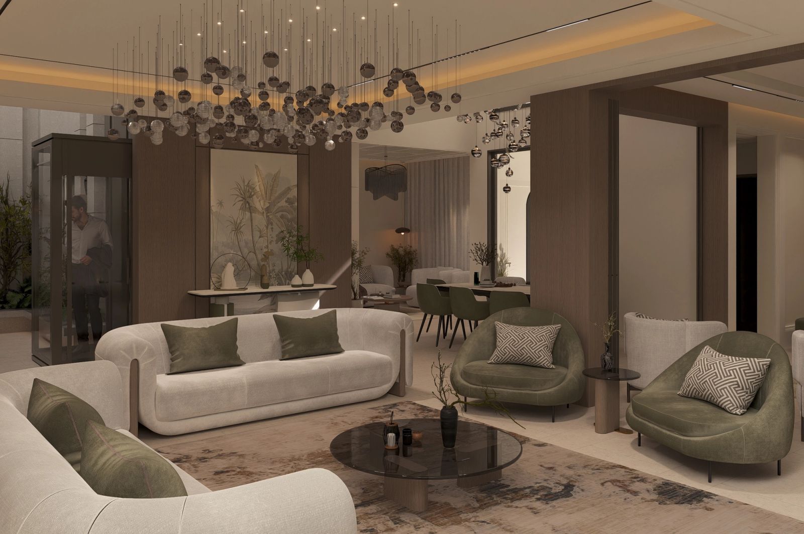 تصميم داخلي بألوان ترابية