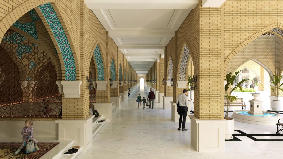 الرواق وجلساته على طول الساحة