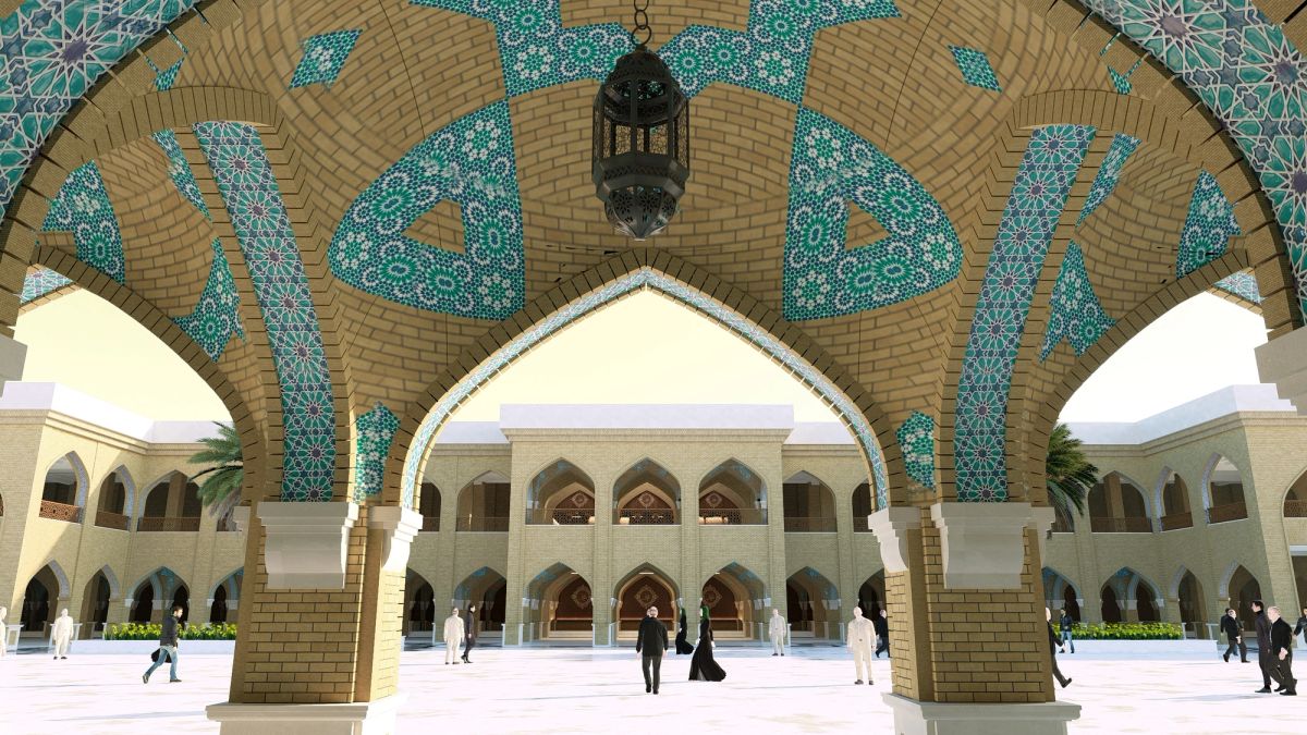القبة المزخرفة من داخل الرواق