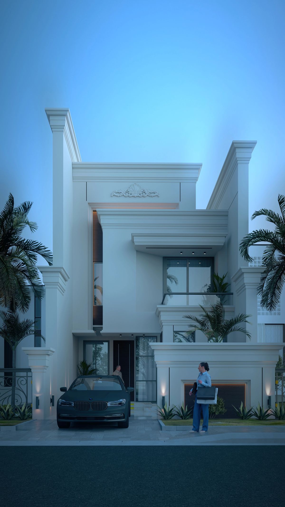 الواجهة عند الغروب