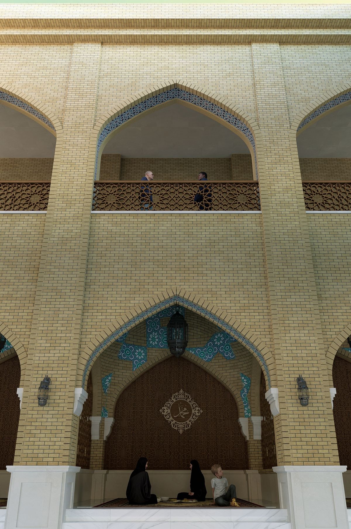 واجهة الرواق بطابقيه وعقوده المدبّبة