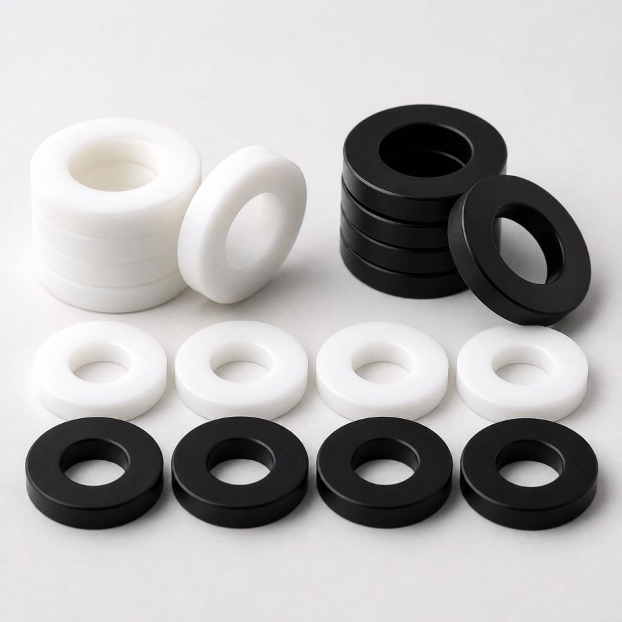 Custom Delrin® / Acetal plastic washers from Cannon Gasket