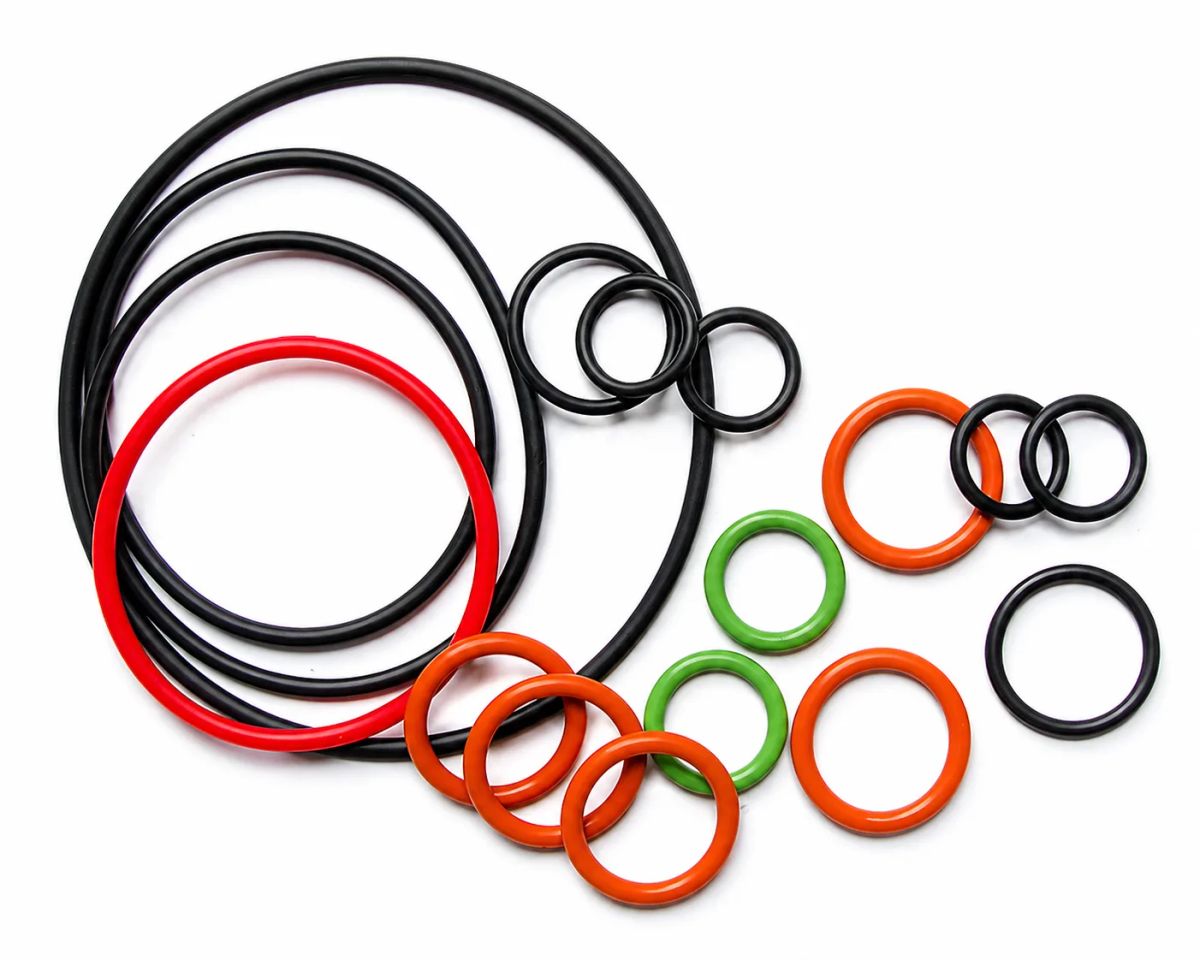 Assorted custom O-rings and seals in various sizes and colors