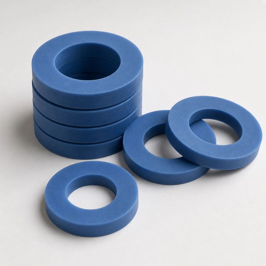 Custom Fluorosilicone lathe-cut washers from Cannon Gasket