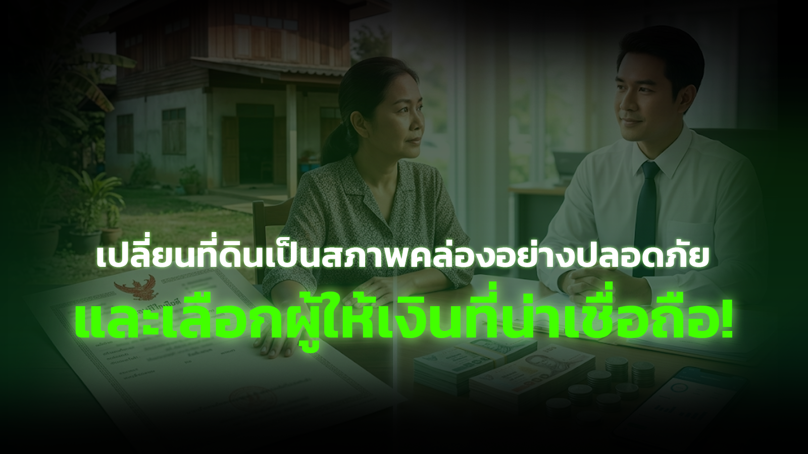 เปลี่ยนที่ดินเป็นสภาพคล่องอย่างปลอดภัย และเลือกผู้ให้เงินที่น่าเชื่อถือ