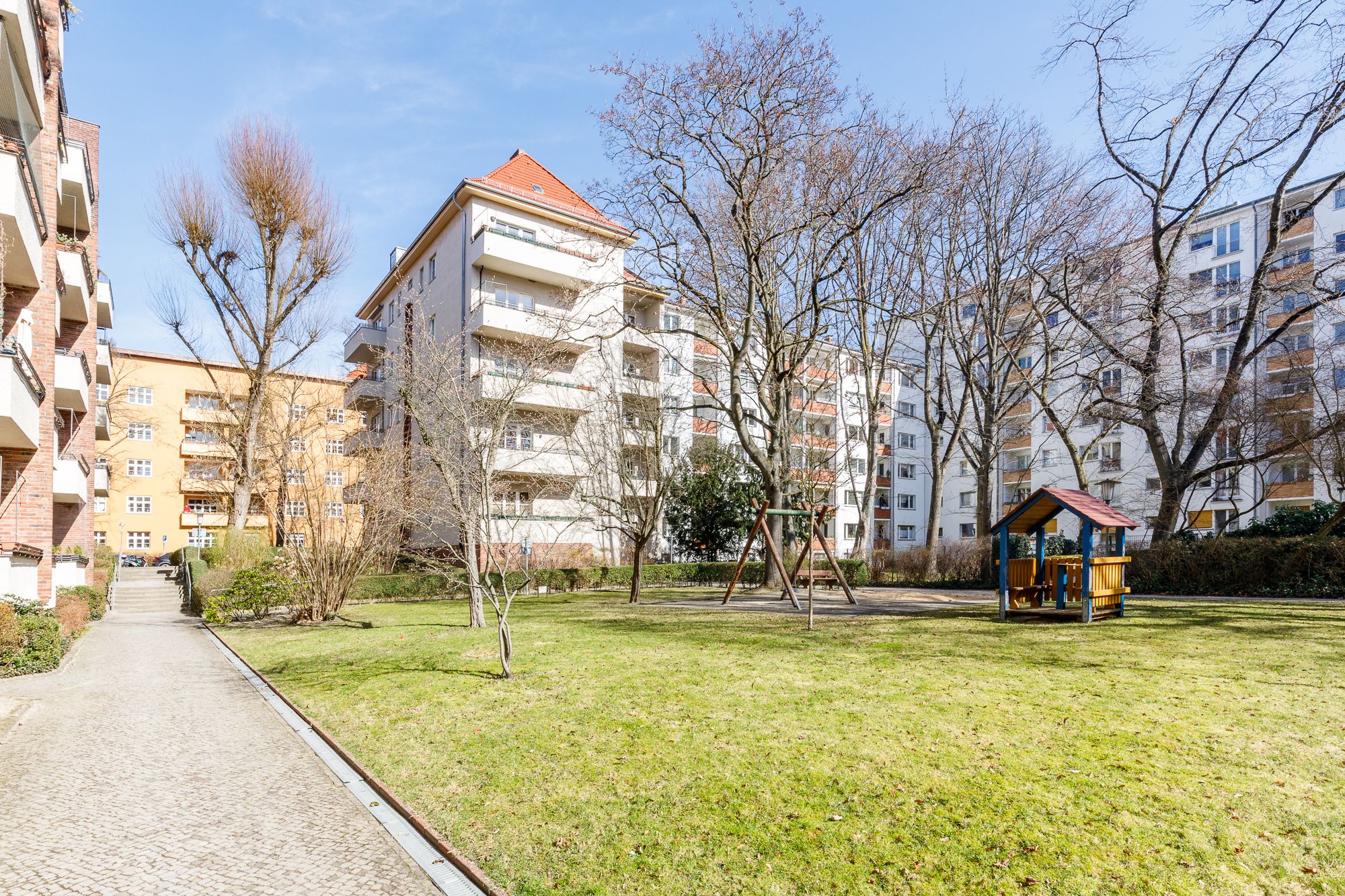 Family-friendly residential complex with playground