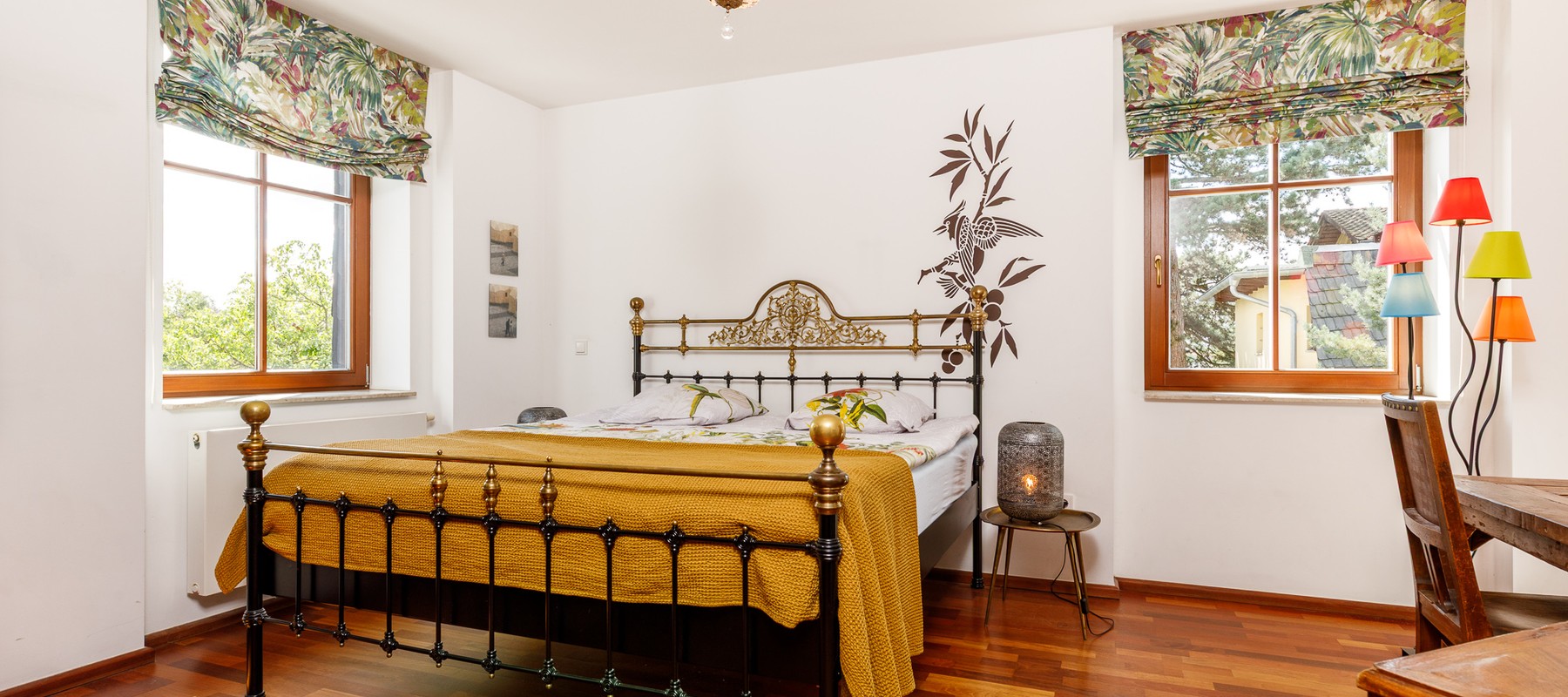 Spacious master bedroom with a view of the countryside Spacious master bedroom with a view of the countryside