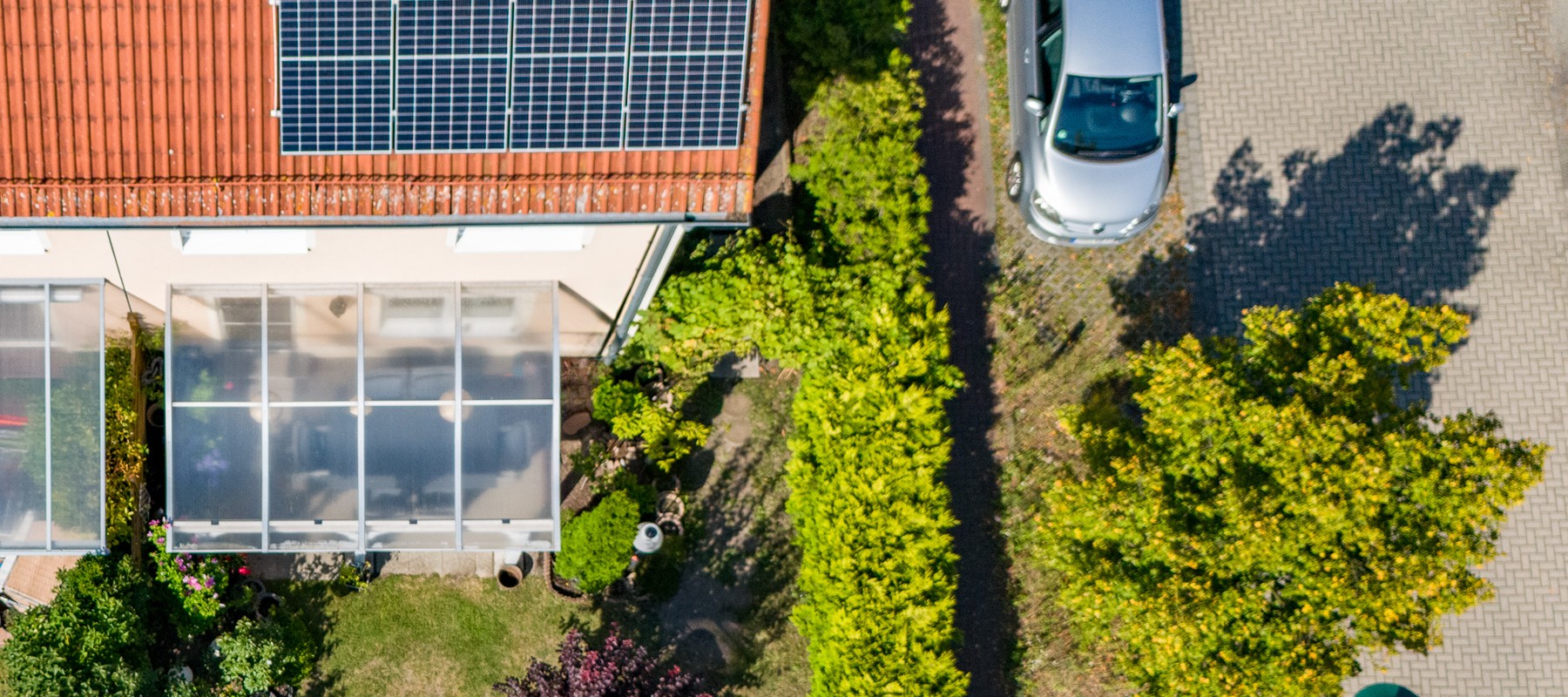 Vogelperspektive vom Haus und Garten Vogelperspektive vom Haus und Garten