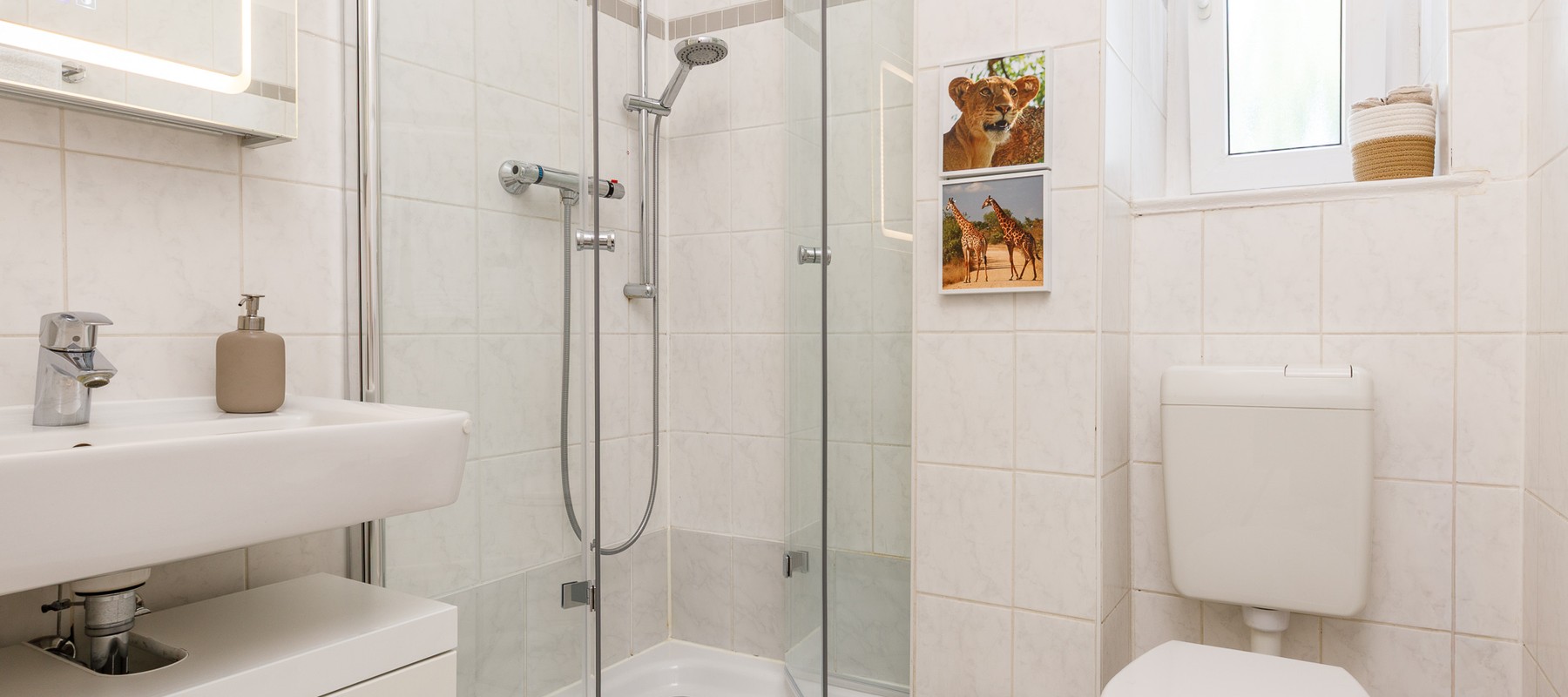 Gepflegtes Duschbad mit Tageslicht Gepflegtes Duschbad mit Tageslicht