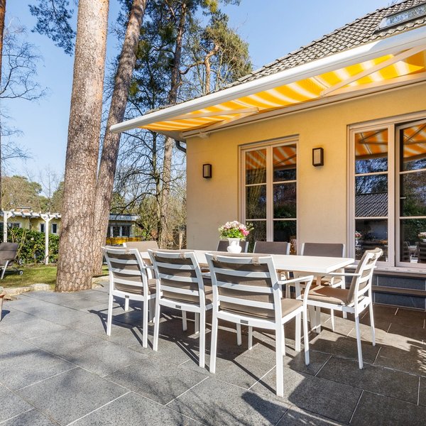 Terrace dining table awning garden
