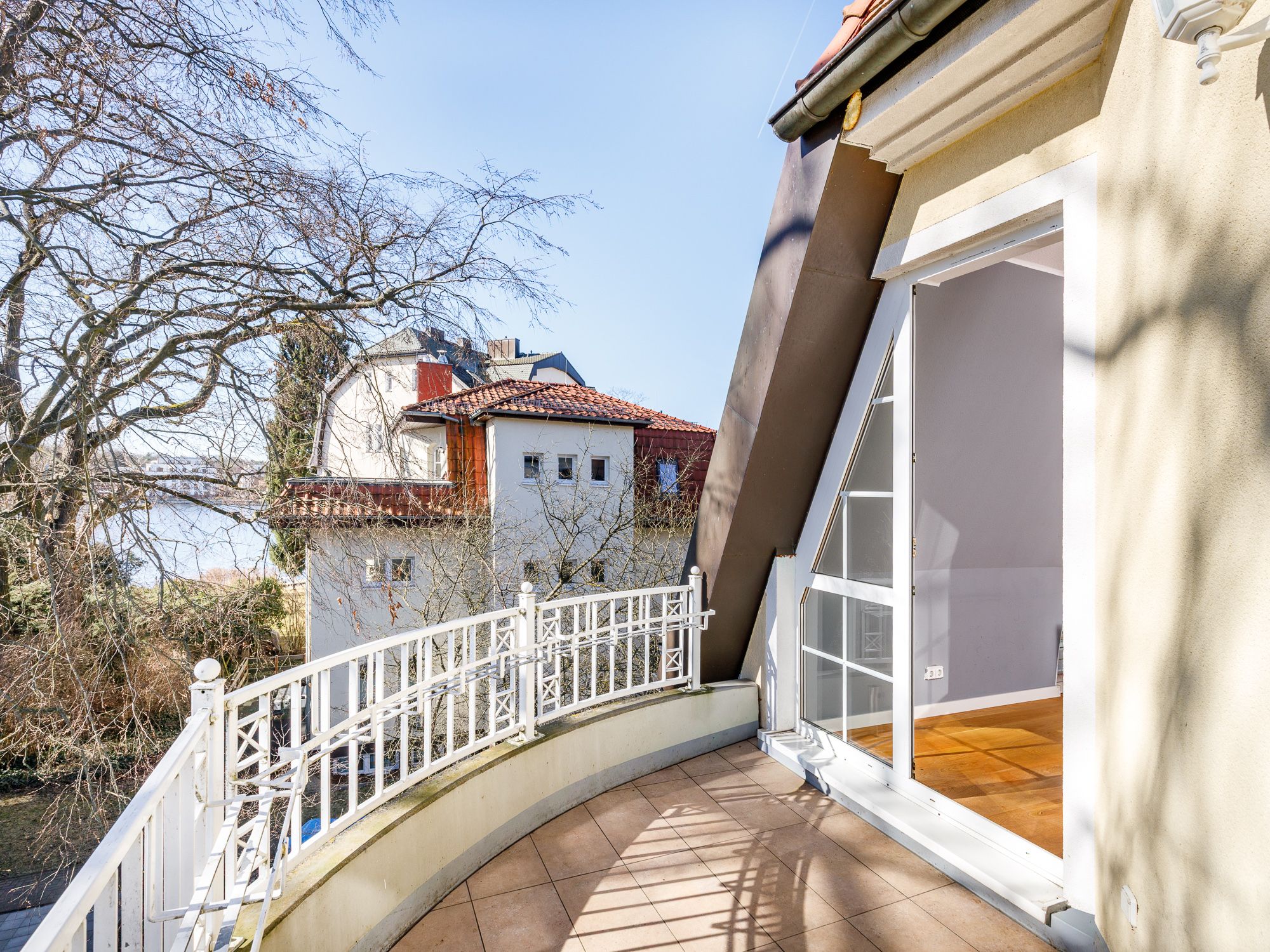 Generous balcony with water views