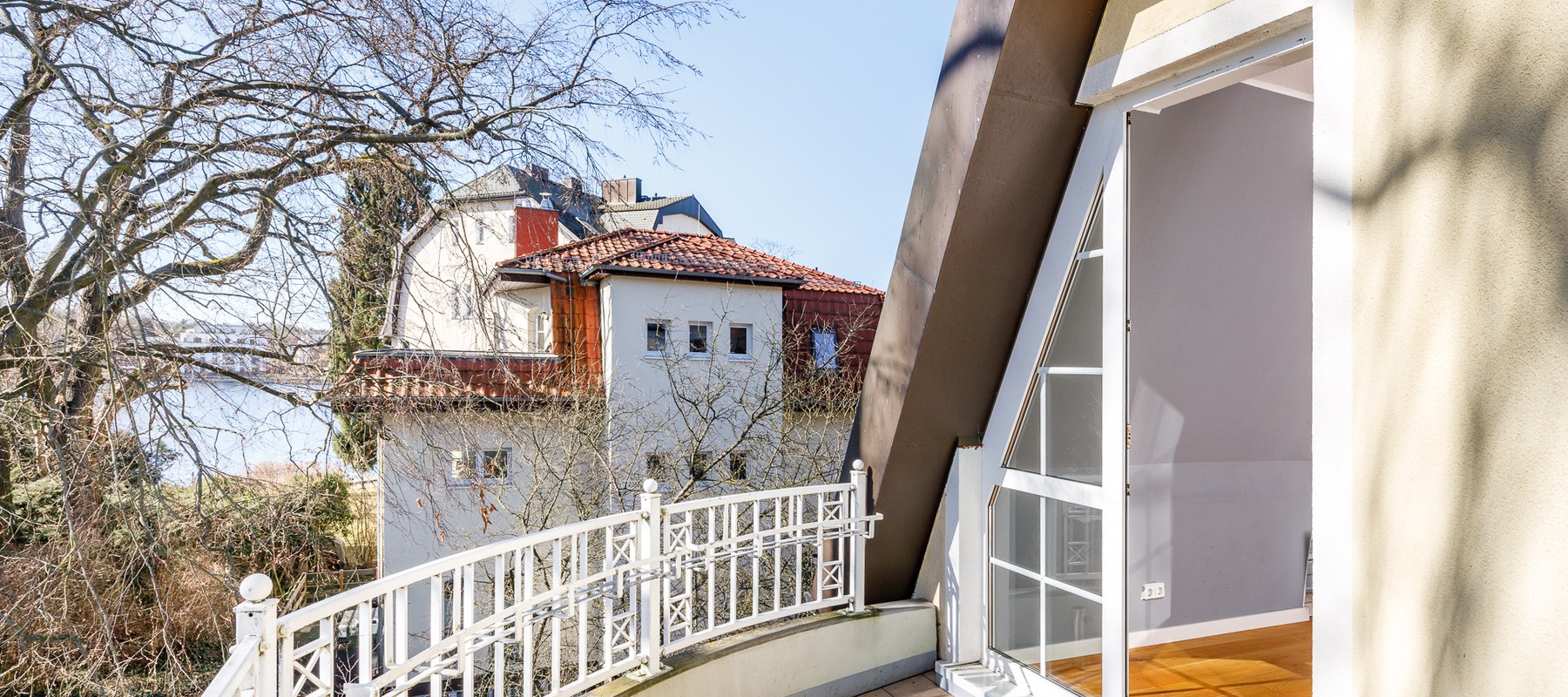 Generous balcony with water views Generous balcony with water views