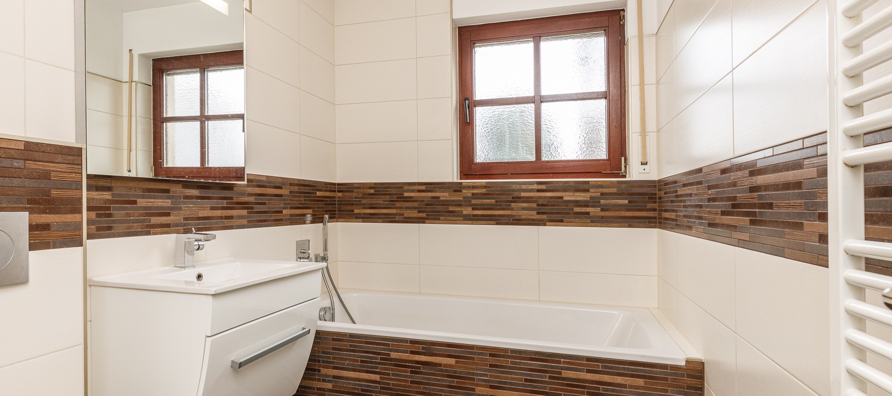 Modern, daylit bathroom with bathtub Modern, daylit bathroom with bathtub