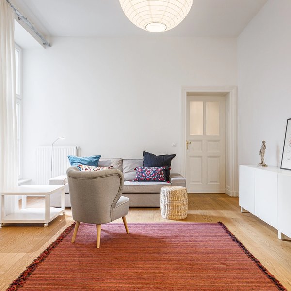 Wohnzimmer Parkett Altbautür Tageslicht