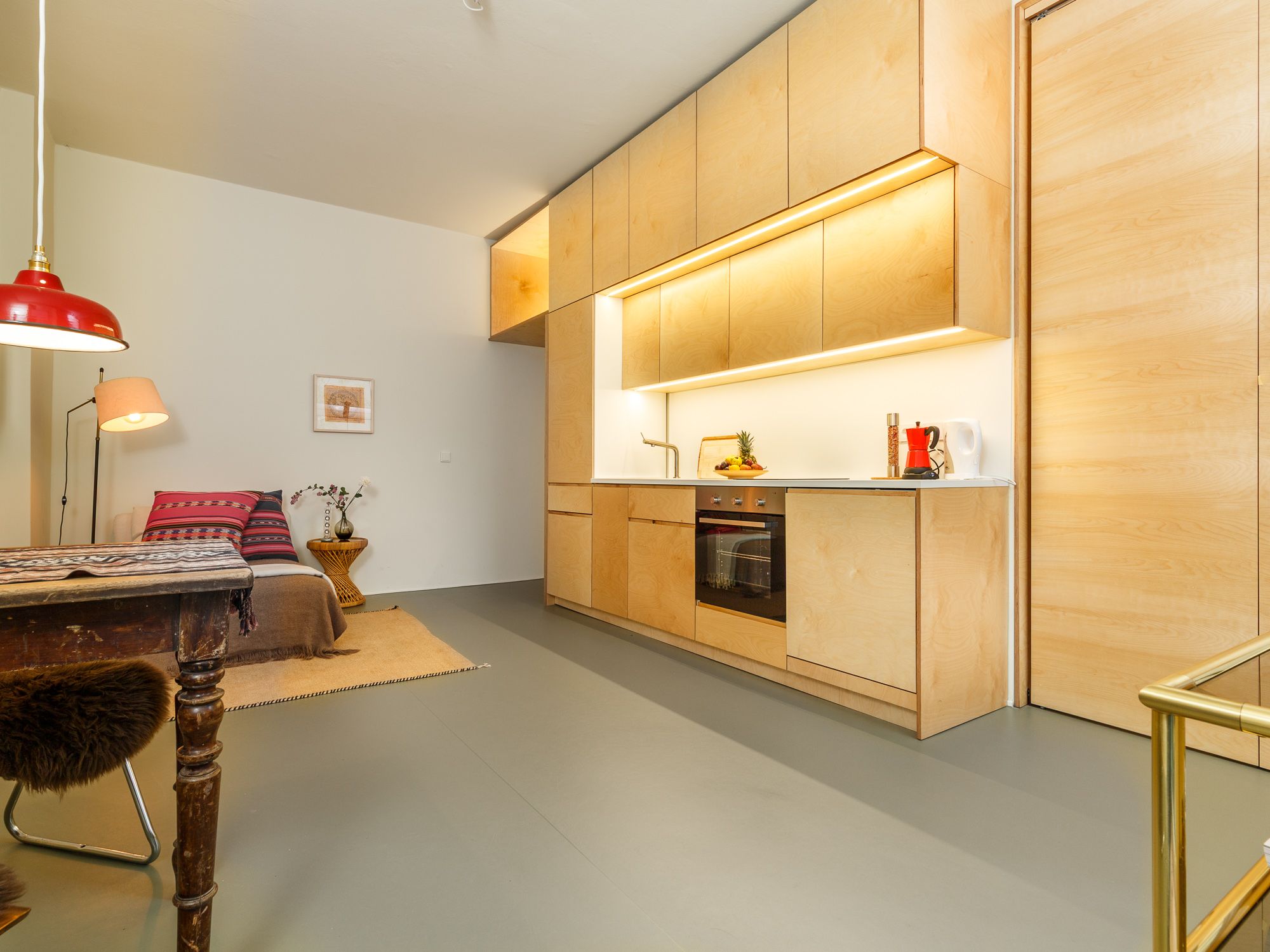 Living and dining area with open kitchen 