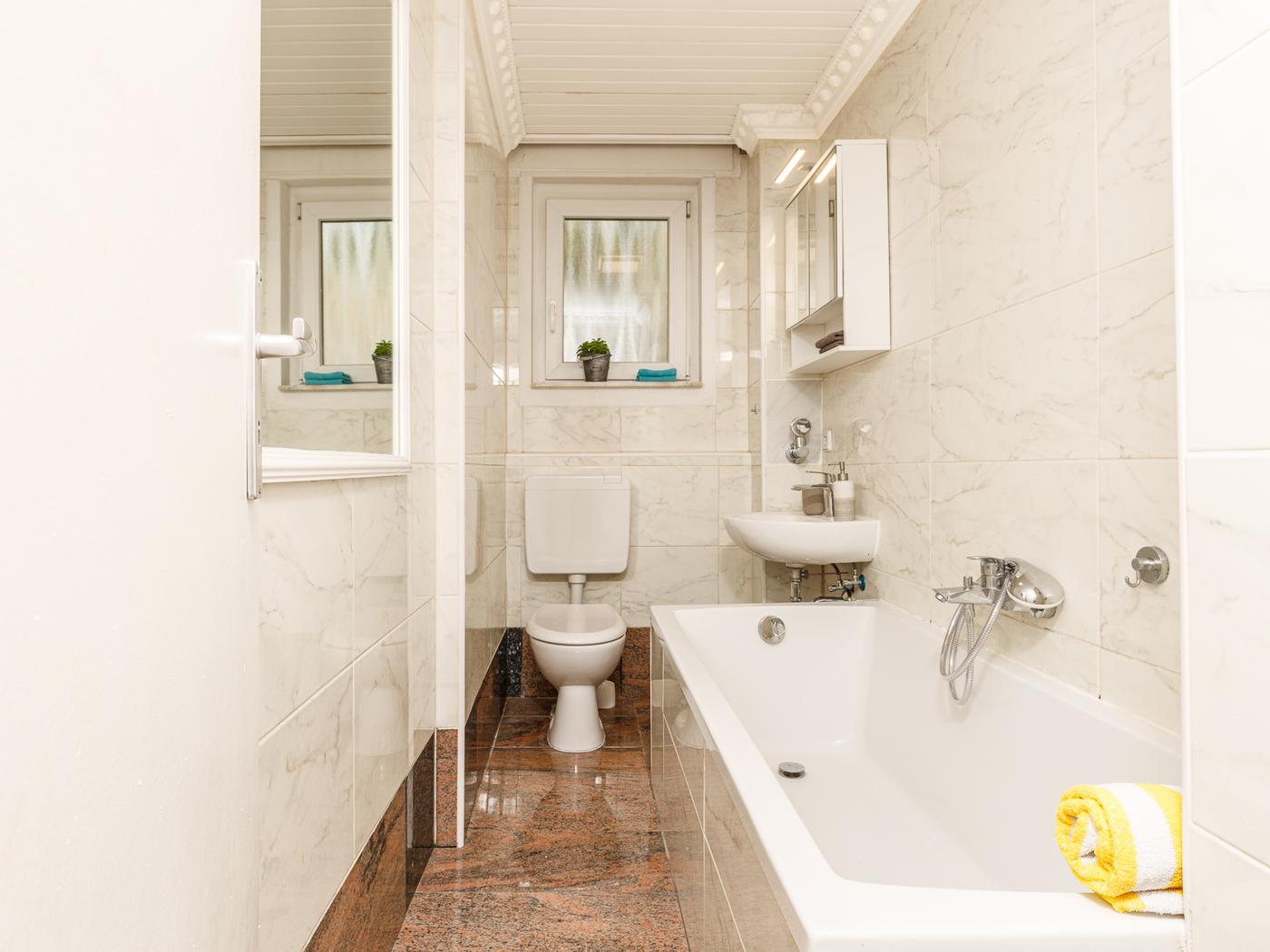 Tagesbelichtetes Wannenbad mit Duschfunktion Tagesbelichtetes Wannenbad mit Duschfunktion