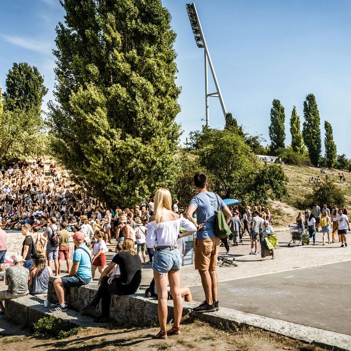 Der Mauerpark während des berühmten Karaoke Events
