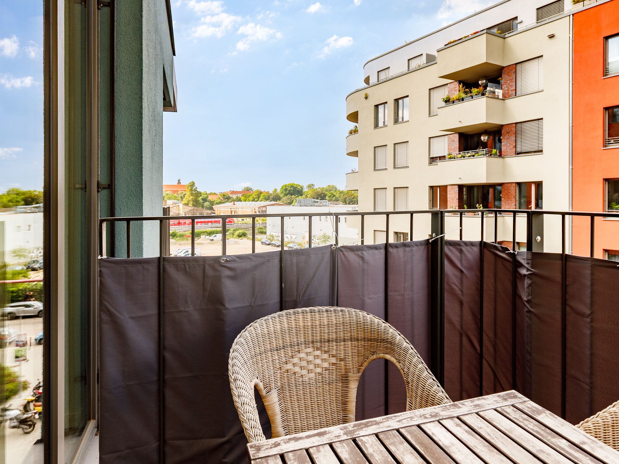 Sunny balcony with open view 