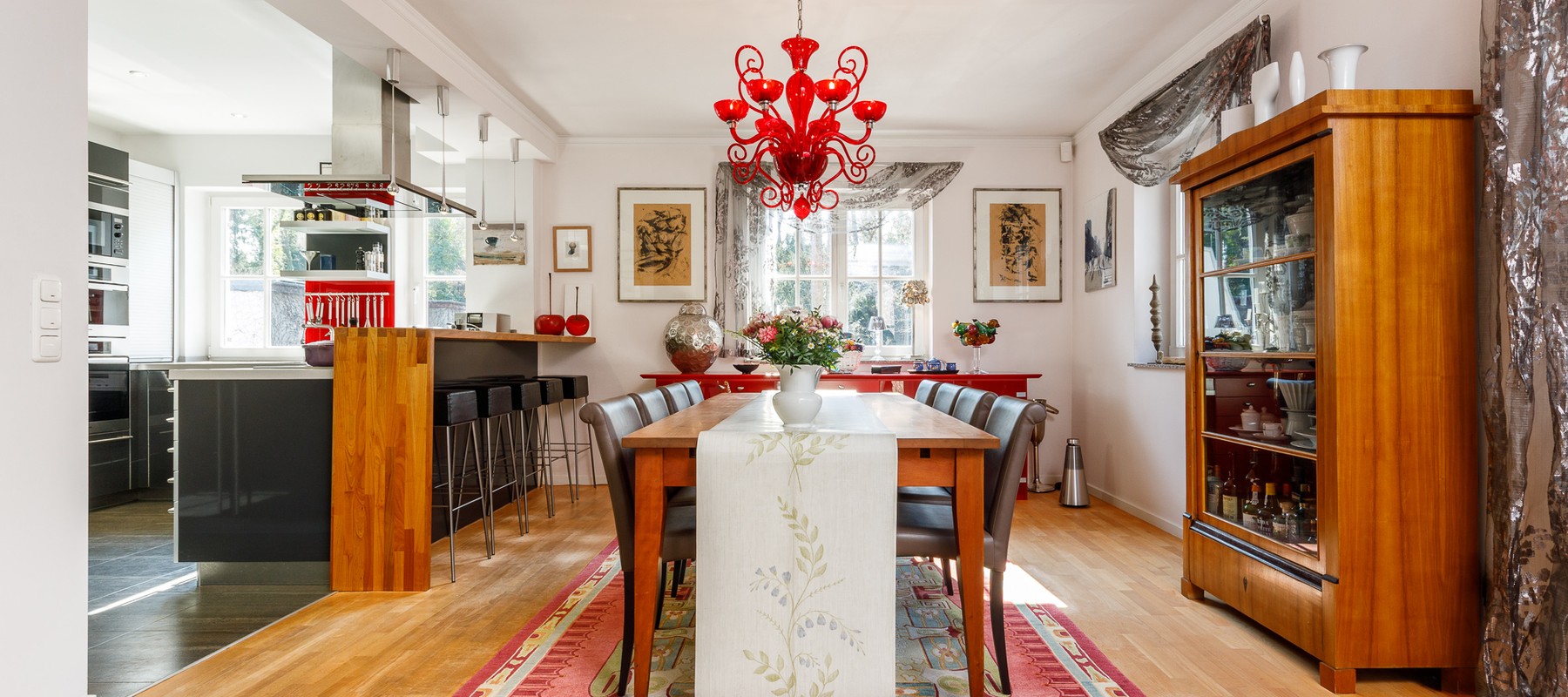 Open-plan dining and kitchen area Open-plan dining and kitchen area