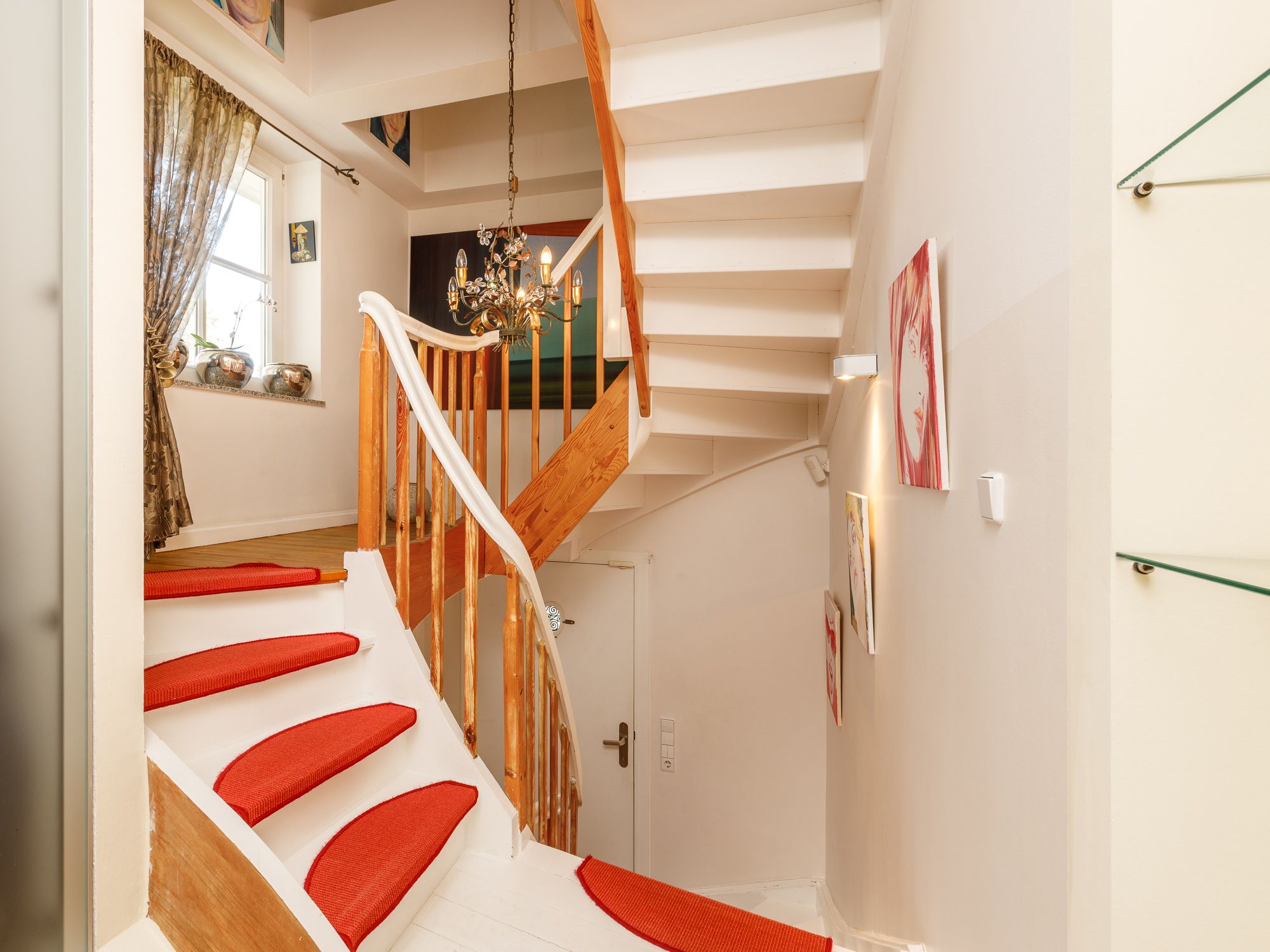 Hallway with spiral staircase