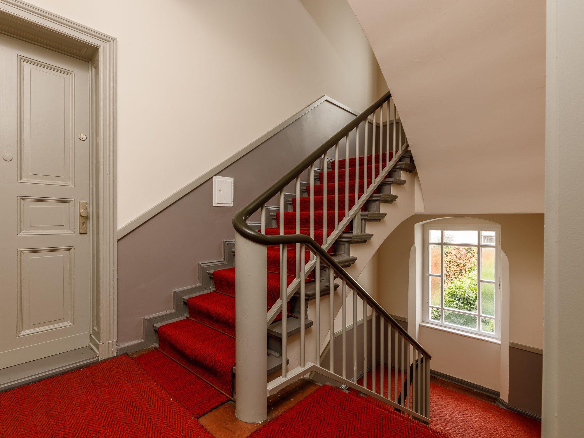 Stylish staircase with sisal carpet