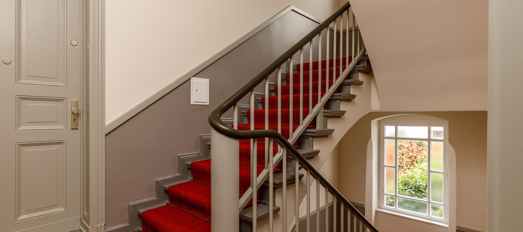 Stylish staircase with sisal carpet Stylish staircase with sisal carpet