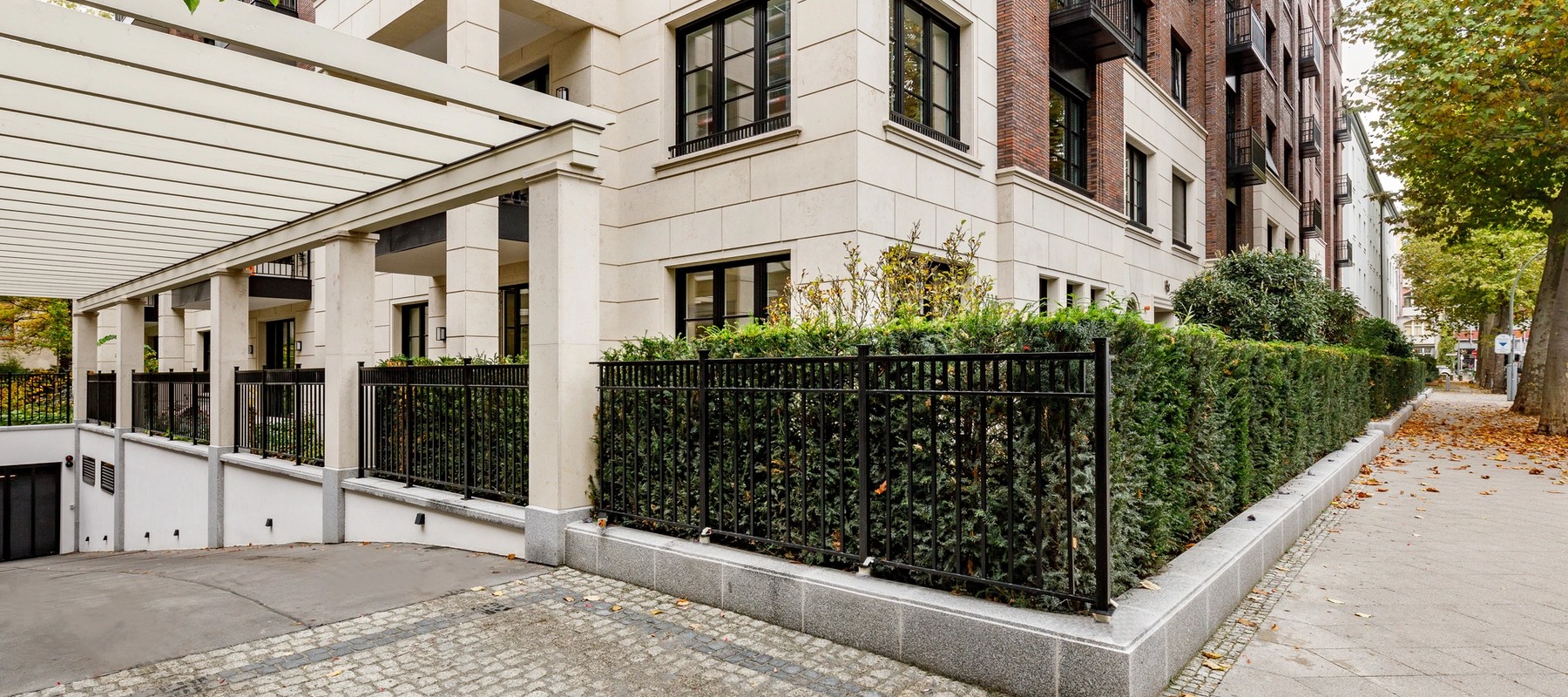 Exterior view with access to the underground car park Exterior view with access to the underground car park