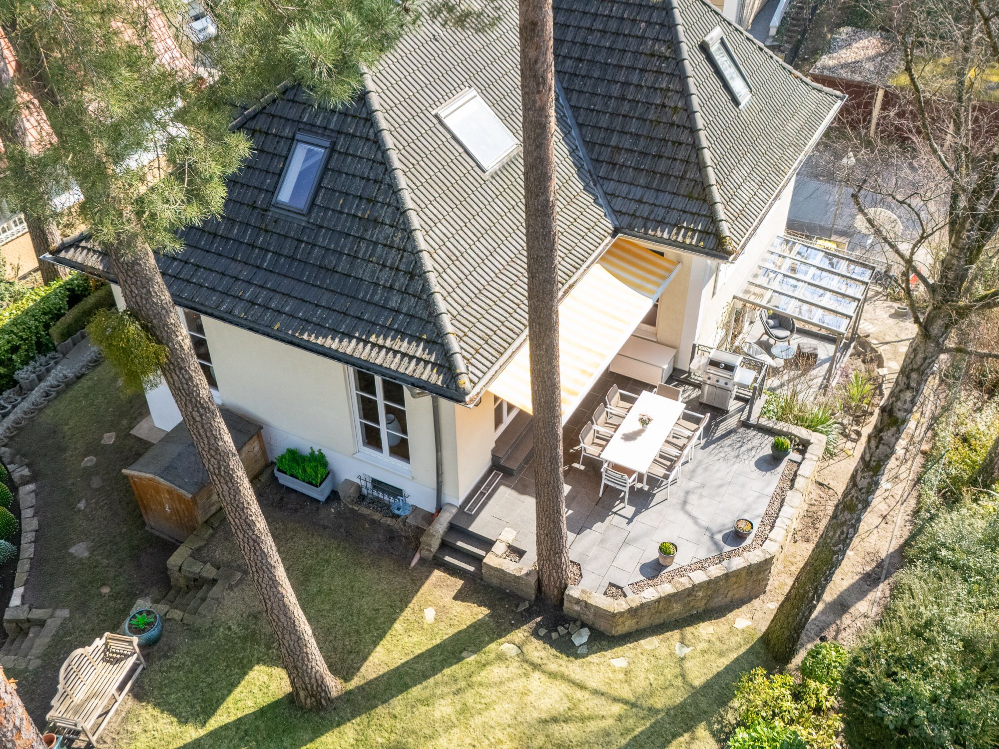Aerial view of the house
